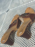 Pre-owned Dr. Scholl's Heeled Wooden Leather Clogs