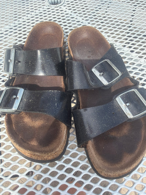 Pre-owned Birkenstock 2-Strap Patent Glitter Sandals