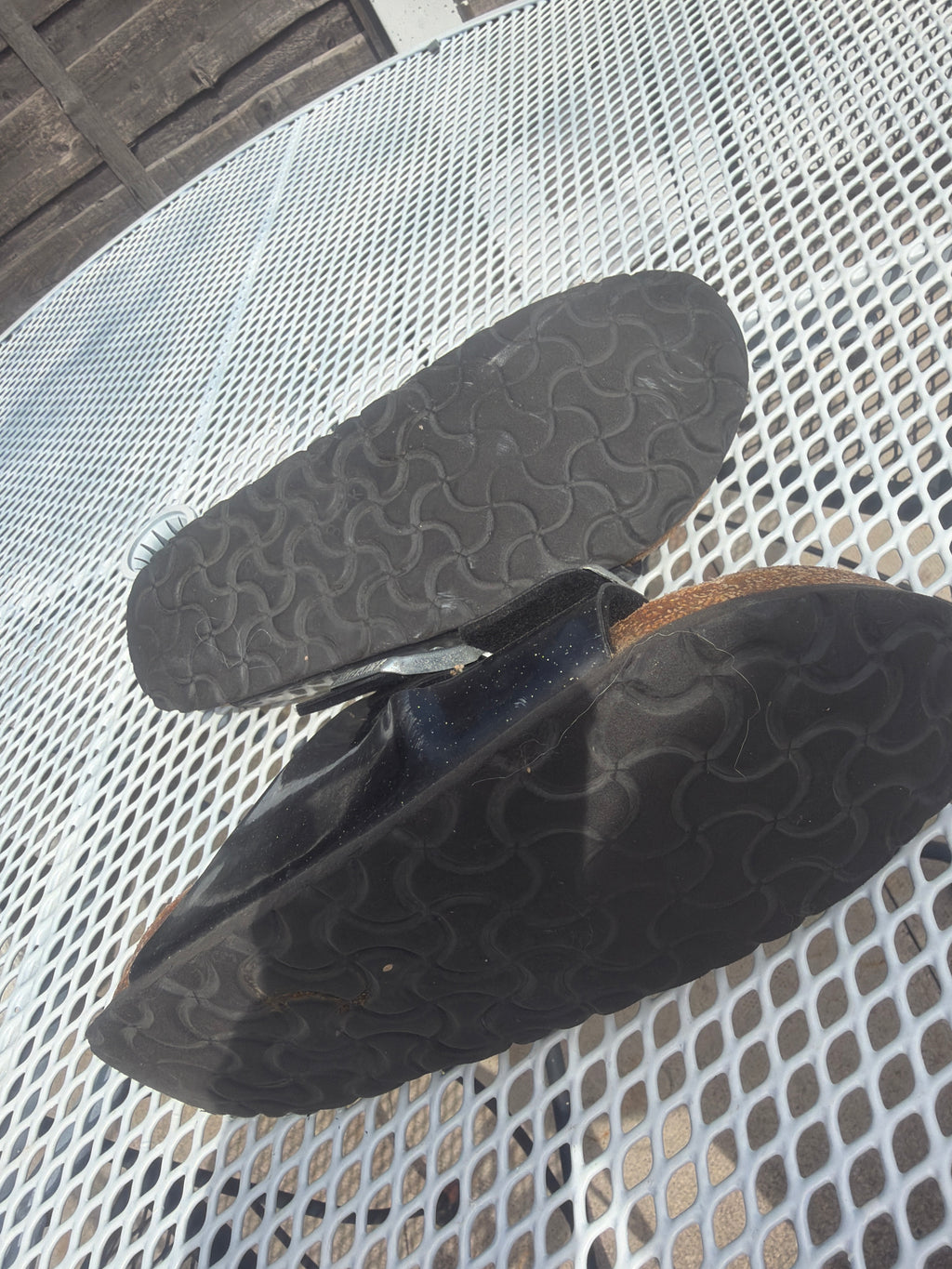 Pre-owned Birkenstock 2-Strap Patent Glitter Sandals
