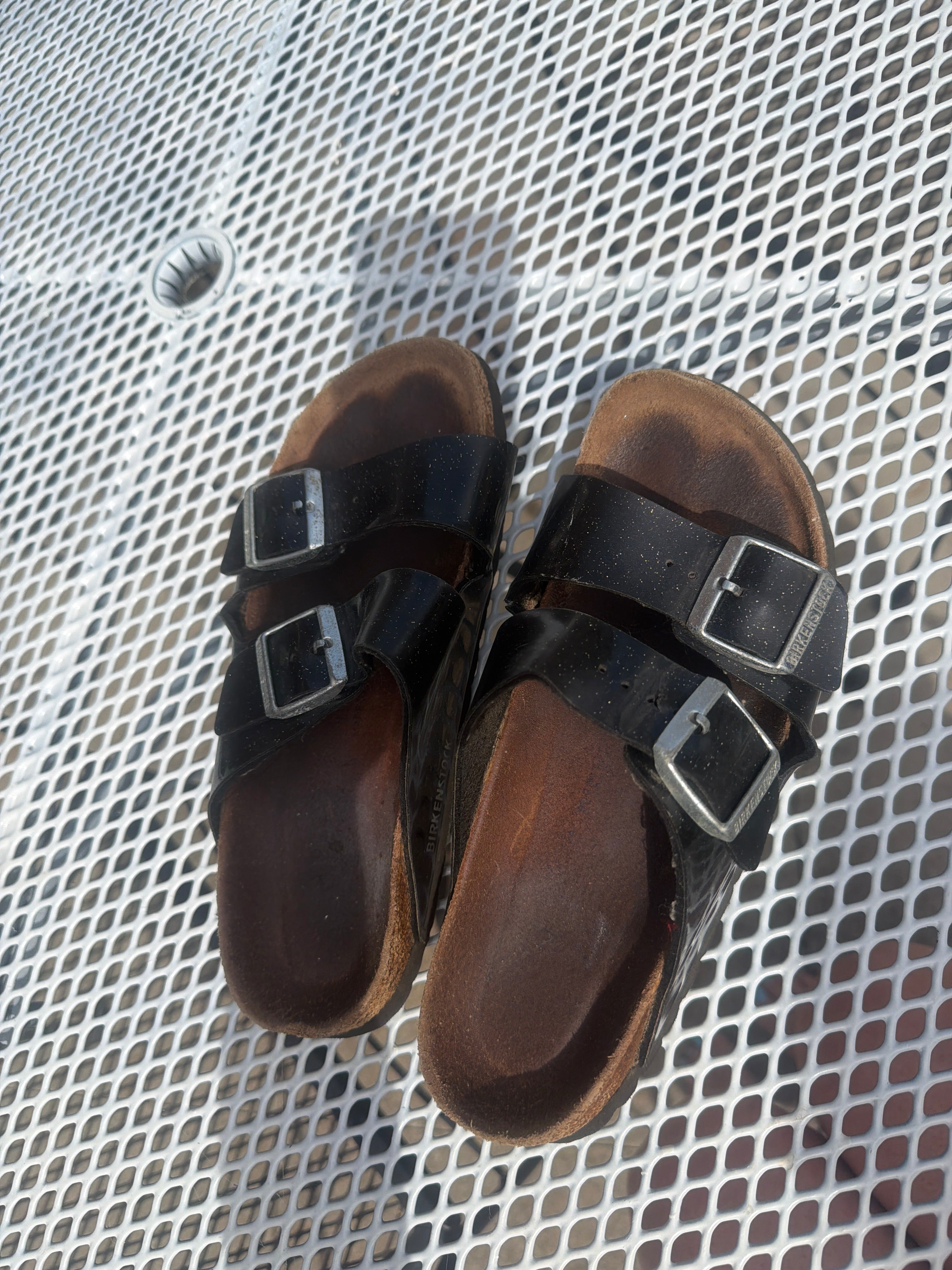 Pre-owned Birkenstock 2-Strap Patent Glitter Sandals